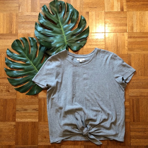 Madewell Tops - {Madewell} Grey Modern Tie-Front Top